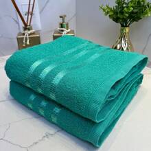 Kit Of 2 Soft Terry Bath Towels 65x130cm 100% Cotton - màu xanh lá - Xem 2