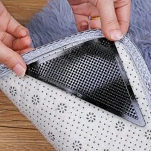 Clip antideslizante para alfombra, apto para fijación de alfombras en pisos de madera y baldosas, alfombra antideslizante de fibra acrílica reutilizable y lavable, cinta adhesiva de doble cara para alfombras con gran adherencia que mantiene las esquinas planas