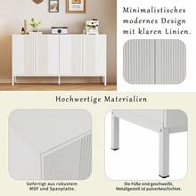 Modernes Sideboard mit einzigartiger Linie, 4-türig, grifflose Tür, für Esszimmer, Wohnzimmer und Küche (Weiß) - Weiss - Übersicht 7