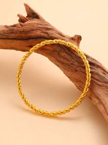 4 piezas de pulseras bangle de cuerda retorcida chapadas en oro de 18K, adecuadas para el uso diario y festividades de las mujeres