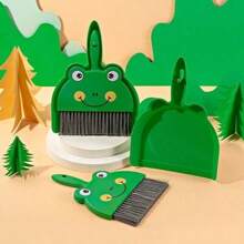 [Juego de escobas 3D Teddy & Frog] Herramienta de limpieza para niños con control de polvo estático, actividad divertida para padres e hijos, juego de limpieza de habitación alegre, diseño de dibujos animados adorable sin residuos de polvo
