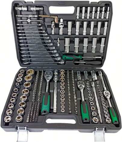 Conjunto de ferramentas para reparo de automóveis e motocicletas com 216 peças, nível industrial, liga metálica, sistema de acionamento cruzado Torx, sextavado, cabeça plana, cruzado, Torx, fixadores compatíveis com sextavado