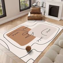 1 pièce Tapis de zone avec motif d'expression simplifiée moderne, tapis décoratif abstrait, tapis d'entrée, convient pour le salon, la chambre, l'entrée, la salle de jeux, le bureau, l'intérieur et l'extérieur
