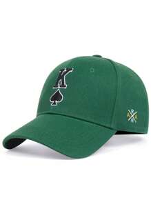 AR Șapcă de baseball brodată cu litera K și inimă pentru bărbați, 1 buc., pălărie reglabilă cu protecție UPF pentru exterior, pentru petreceri de primăvară și toamnă, călătorii pe plajă
