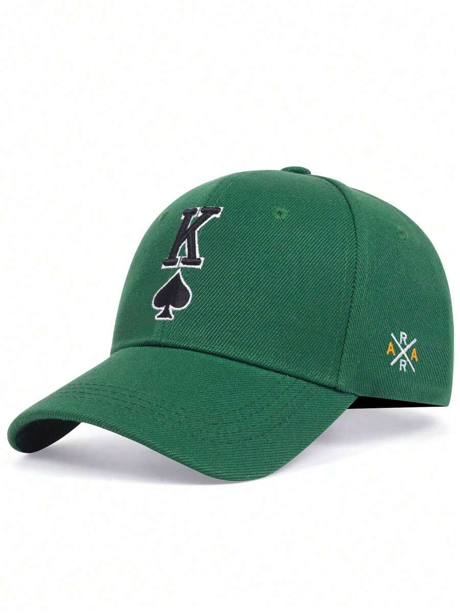 AR Șapcă de baseball brodată cu litera K și inimă pentru bărbați, 1 buc., pălărie reglabilă cu protecție UPF pentru exterior, pentru petreceri de primăvară și toamnă, călătorii pe plajă