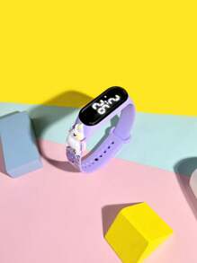 2 pezzi Orologio digitale elettronico per bambini con stampa arcobaleno e unicorno, colore dolce da sogno, display HD touch control, braccialetto LED per teenager e bambini, adatto per festival, compleanni, piccolo regalo raffinato, souvenir