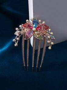 1 pieza Peineta de novia elegante con ondas doradas, accesorios para el cabello, accesorios para la cabeza, accesorios para el cabello para mujeres, dama de honor - Dorado - Ver 8