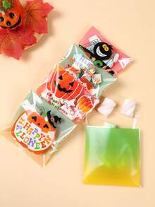 100 件万圣节自封糖果袋、卡通南瓜图案礼品袋、礼品包装袋、巧克力饼干烘焙袋、糖果包装袋、糖果包装袋、万圣节装饰、万圣节派对装饰、万圣节不给糖就捣蛋装饰、万圣节快乐装饰