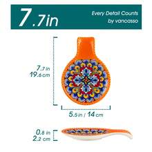 vancasso 2-Piece Poreclain Spoon Rests, Ceramic Decal, Bohemian Style, Polychrome, Red And Orange Set - Red - View 2