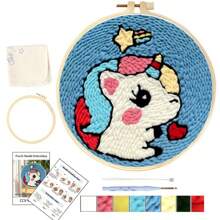 1 Pack Beach Scenery Pattern Punch Needle Embroidery Kit For Beginners Easy Embroidery Needlework Wool Home Decor 20x20cm/7.87x7.87inch