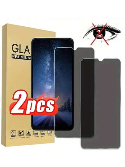 2 片装，隐私钢化玻璃保护膜适用于 ，隐私保护，9H 硬度，防水、放电、防刮、防指纹，易于安装，适用于 Galaxy A13/A14/A15/A16/A36/A05S/A12/A21/A21S/A25/A32/A33/A34/A35/A51/A52/A53/A54/A55 型号屏幕保护必需品，适用于日常防护、办公室、家庭隐私屏幕保护膜手机屏幕保护膜手机配件防震防摔全覆盖