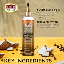 African Pride Black Castor Miracle Braid &Amp; Scalp Cleansing Rinse - Removes Hair Build Up &Amp; Soothes Scalp, No Frizz, Contains Black Castor Oil, Micellar Water, Coconut Oil, Peppermint Oil, 12 Oz - 12 Fl Oz (Pack Of 3) - View 3