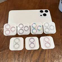 (彩色 + 粉色) 2 件/套相机镜头保护膜适用于 16/11/12/13/14 Pro Max/12/13 Mini，玻璃镜头盖适用于 15/16 Pro Max/14/15 Plus 防水钢化玻璃防震防摔防刮防指纹全覆盖