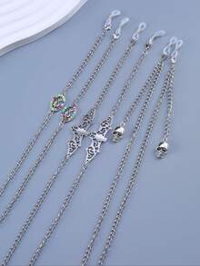 3 件装时尚金属链蝙蝠、、骷髅吊坠眼镜链 - 彩色 - 查看 9