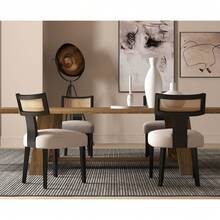 WAHSON OFFICE CHAIRS Kitchen Dining Chairs Wooden Set Of 2 Upholstered Side Chairs Armless With Rattan Backrest - Black - View 10