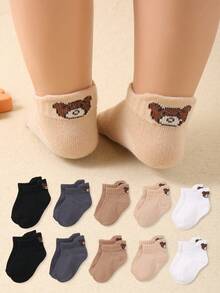 20/10/5 pares de calcetines tipo barco con diseño de oso lindo para niños pequeños, calcetines para bebés, con pestaña en el talón para un diseño antideslizante, diseño con estampado de oso lindo, adecuado para bebés de 0 a 3 años. Calcetines para recién nacidos, calcetines para niños pequeños, calcetines para bebés. - Multicolor - Ver 4