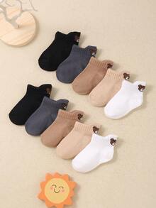 20/10/5 pares de calcetines tipo barco con diseño de oso lindo para niños pequeños, calcetines para bebés, con pestaña en el talón para un diseño antideslizante, diseño con estampado de oso lindo, adecuado para bebés de 0 a 3 años. Calcetines para recién nacidos, calcetines para niños pequeños, calcetines para bebés. - Multicolor - Ver 9