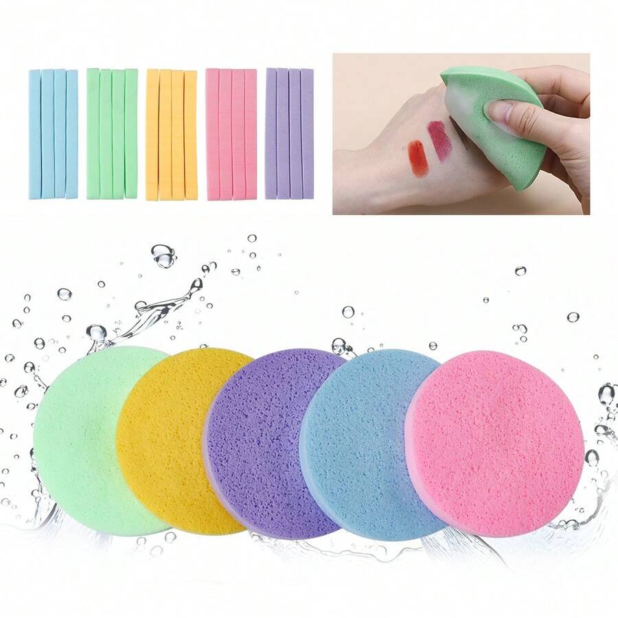 60/36/12pcs Compressed Facial Sponge Soft Clean Makeup Removal Exfoliation,Portable Disposable Round Sponge Absorbs Water And Expands,Summer Travel Essentials,Summer Solstice ,Suitable For Beauticians Spa,Washing,Skincare,For Family,Hotel,High Toughness Travel,One Pack Of 12pcs,5 Colors Available,Green, Blue, Pink, Purple, Yellow - Multicolor - View 1