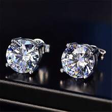 Round Princess Cut Synthetic Zirconia Stud Earrings For Parties And Weddings