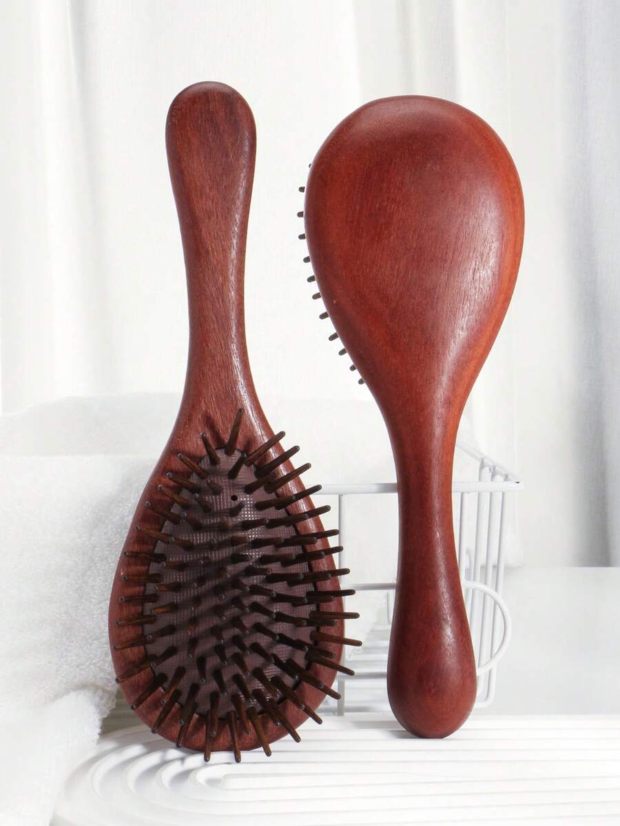 1支天然檀香木气垫按摩发梳，柔软气垫设计，可按摩头皮，长发女士居家使用，返校季、旅行度假必备，女士美发配件，梳子，边缘梳，梳子，解结梳，球形梳，迷你发梳套装，木梳，发梳套装，梳子，发梳，理发师，美发设备，发型，美发，发梳，发梳套装，梳子，卷发梳，解结梳，女士发梳，理发师配件，理发店，美发设备 - 鏽棕色 - 查看 1
