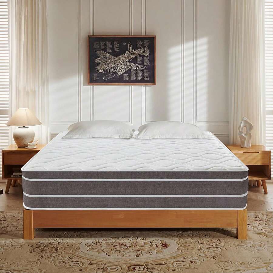 Matratze 140x190 cm - Höhe 28 cm - Memory Foam - Luxus - Anti-Milben - 7 Zonen Komfort- Taschenfedern - Mittlere Härtegrad H3- Ergonomischen - Kaffeebraun - Übersicht 1