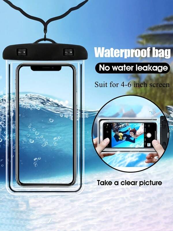 2pcs [Glow-In-The-Dark] Transparent Phone Pouch | High Quality | Scratch-Resistant | Swimming, Diving, Outdoor Activities | Glow-In-The-Dark | Beach Bag Waterproof Phone Case Waterproof Bag