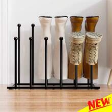 AutoFu Iron Welly Boot Rack Stand 6 Pairs Shoe Holder Organizer Wellies, Free Standing Shoe Racks - Black Metal Boot Rack, Boot Dryer, Shoe Organizer For Dorm Room, Entryway - Black - View 1