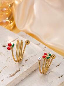 2-4 Packs Unisex Minimalist Stackable 18K Gold Plated Stainless Steel Rings Women Gifts , Simple Luxury Style For Daily Wear, April Birthstone, Non-Mosaic, Ideal For Thanksgiving Holiday - All Seasons Compatible