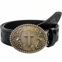 1 件优质男士腰带，西部牛仔扣，复古时尚风格，适合牛仔裤、休闲裤、工作和商务休闲、商务、男朋友丈夫父亲爸爸男士礼物、日常穿着、时尚、青少年、户外、度假、运动、旅行、街头、波西米亚风、复古 - A - 查看 7