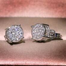 Men's Women's Earrings Round Around Rhinestone Earrings