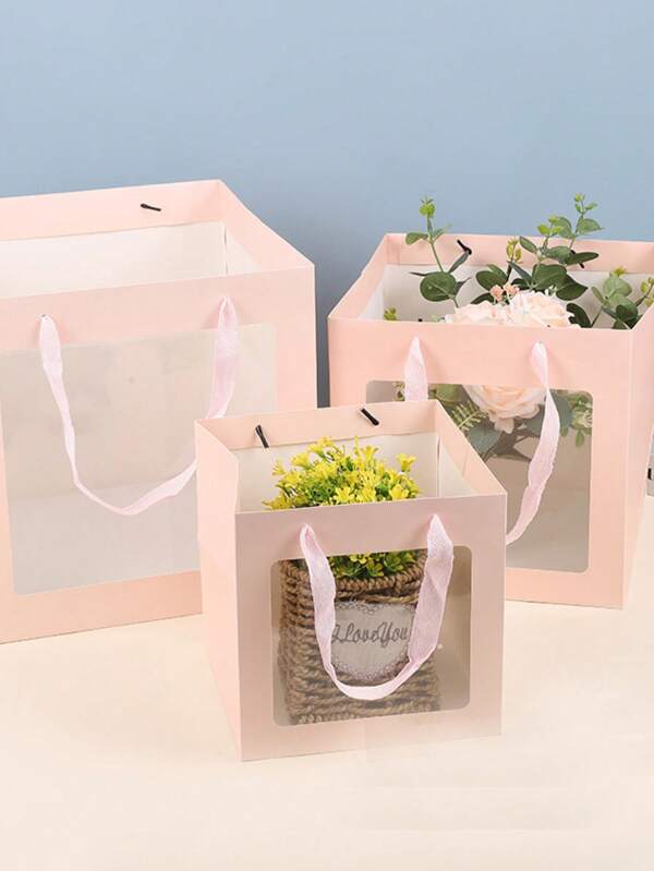 Bolsas de embalaje con ventana cuadrada, bolsas de regalo con muñeca de flor, bolsas de transporte para hornear pasteles, cajas de regalo del Día de San Valentín, bolsas de regalo, decoraciones para fiestas, embalaje de regalo de cumpleaños, cajas de decoración de boda, fiestas de todos los días, bodas, novias, decoraciones para fiestas de cumpleaños, decoraciones de bodas