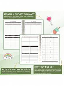 BUBU 1pc Budget Planner +3 Stickers- Monthly Budget Book With Expense Tracker Notebook, Undated Bill Organizer & Finance Planner To Take Control Of Your Money,Account Book To Manage Your Finances School Supplies,Back To School