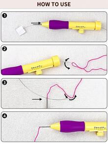 1 قطعة/2 قطعة/4 قطع إبرة تطريز DIY قابلة للضبط الطول مع 3 أطوال مختلفة لرؤوس الإبر