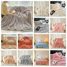 Soft Warm Solid Blanket Fleece Plush Throw Rug Home Decor Sofa All Size Bedding - 藍色 - 查看 2