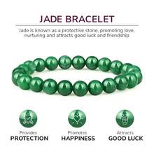 Vibe Green Jade Bracelet - Healing Wealth Bracelet - Jade Beaded Bracelet Women Men - Bring Good Luck Prosperity And Emotional Balance - Adjustable Size - 出口 - 查看 3