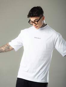 DMUNIZ Oversized Streetwear Turtleneck Printed Chest T-Shirts Kit 2 - 2 White - View 7