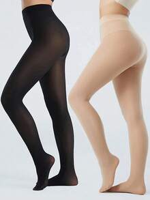 1双女士性感简约半透明防勾丝连裤袜，高弹力，柔软透气，高腰设计，结实耐穿，适合搭配连衣裙，圣诞礼物佳选