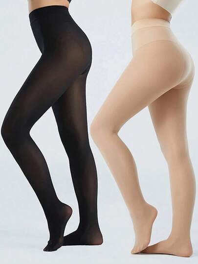 1双女士性感简约半透明防勾丝连裤袜，高弹力，柔软透气，高腰设计，结实耐穿，适合搭配连衣裙，圣诞礼物佳选