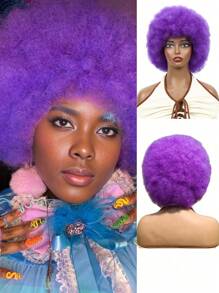 Musik Festival 12 Zoll Afro Krause Schwarz Weiß Pink Blau Lila 613 Grau Braun Synthetische Pony Perücken 70er 80er Jahre Perücken für Frauen und Männer Synthetisches Haar Afro Geflecht Synthetische Perücke mit großem voluminösem und weichem natürlichem Look Voll Pumps Perücke für - Cosplay und Alltagstragen