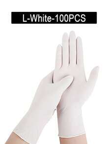 白色一次性丁腈手套，无粉，无乳胶，耐用家用清洁手套，防水手套，适用于厨房清洁、纹身、染发、宠物、美容院、清洁用品、家用工具 - 白色 - 查看 15