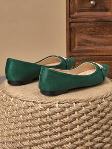 WHDXY 女士时尚百搭休闲尖头软底平底鞋，蓝色便士乐福鞋，适合所有季节，通勤一脚蹬浅口芭蕾平底鞋 - 綠色 - 查看 5
