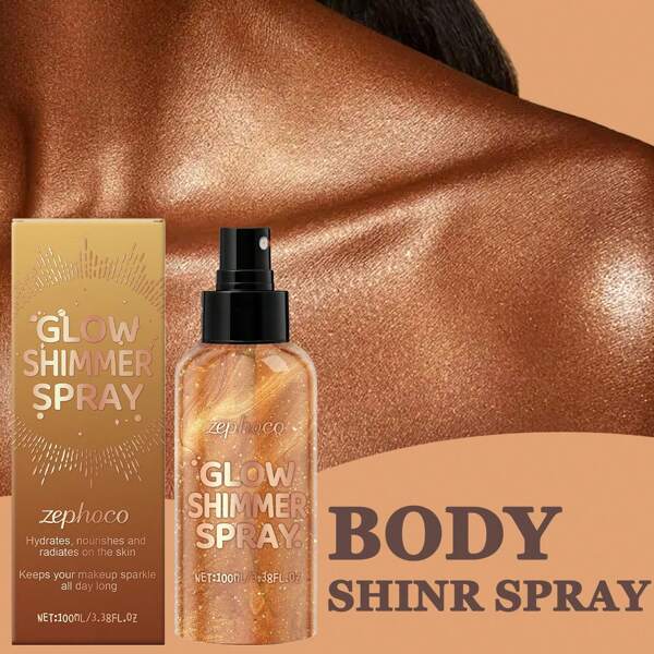 100ml Shimmery Body Glitter Spray, Lightweight Texture, Natural Glitter Non-Sticky, Quick Drying Luminous Mist