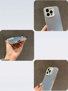 1件個性化自定義文字簽名黑色鏡面手機殼，適用於 Apple 16 Pro Max/17 Pro Max/17 Air/S24 Ultra/A17 及其他機型 - 銀色 - 查看 6