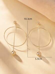 1 Par Pendientes De Aro Redondos Y Elegantes Para Mujeres Con Detalles De Cuentas, Adecuados Para Fiestas Y Uso Diario, Joyería De Estilo De Vacaciones, Un Regalo Para La Novia