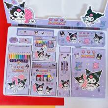 Sanrio Set de papelería Sanrio, caja de regalo de Sanrío Kuromi, útiles escolares MY Melody, suministros de vuelta al colegio, artículos escolares, lápices, borradores de lípics, perro Yugui, Mel Kitty, Hello Kittie, Set lujoso SANRIO, set de regalos para niños. Adecuado para regalar a niños como un regalo ideal de cumpleaños. , regalos de regreso a la escuela