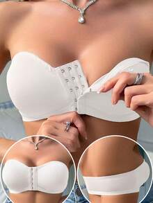 1 件女士纯色舒适简约休闲无缝运动文胸 - 无钢圈抹胸