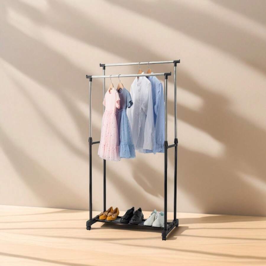 KONTUZ Black Adjustable Double Clothes Rack, Resistant Up To 65kg - Black - View 1