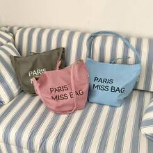 Women Shoulder Bags - 灰色粉字母 - 查看 1