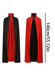 1pc Cape Black Red Double-Sided Wizard Death Cape Halloween Show Costume Black Cape - Black and Red - View 15
