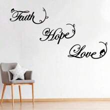 3 Peças/Conjunto Decoração de Parede de Aço Fé Amor Esperança, Decoração Doméstica Moderna, Placas de Parede de Metal, Citação Positiva para Pendurar na Parede